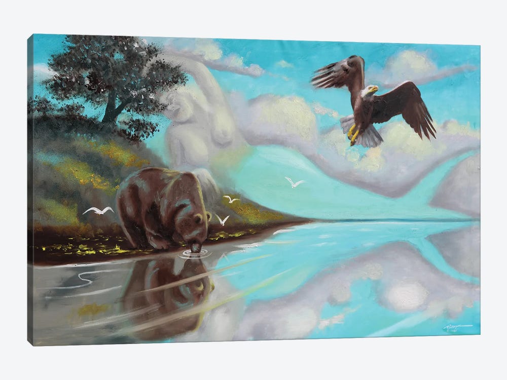 Bearly Scene-Illusion by D. "Rusty" Rust 1-piece Canvas Wall Art