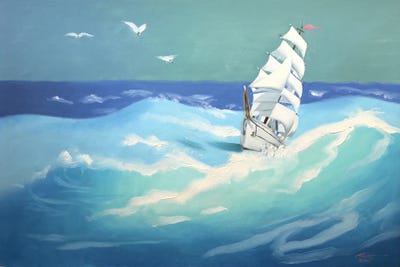 Clipper Ship IV by D. "Rusty" Rust framed canvas print