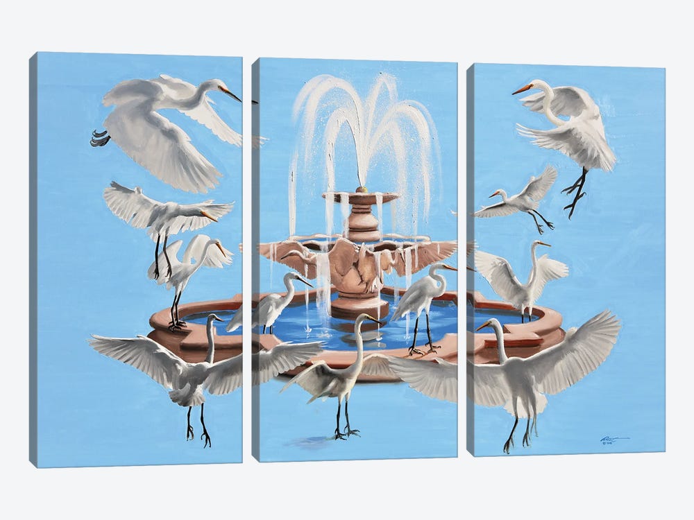 Egrets by D. "Rusty" Rust 3-piece Canvas Artwork