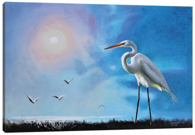 G W Egret Canvas Art Print - Egret Art