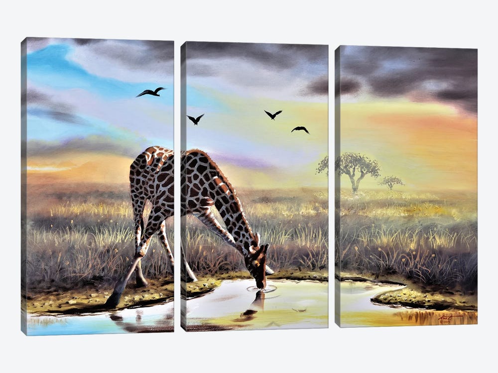 Giraffe by D. "Rusty" Rust 3-piece Canvas Wall Art