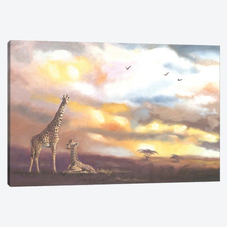Giraffes Canvas Print #RSR639} by D. "Rusty" Rust Canvas Artwork