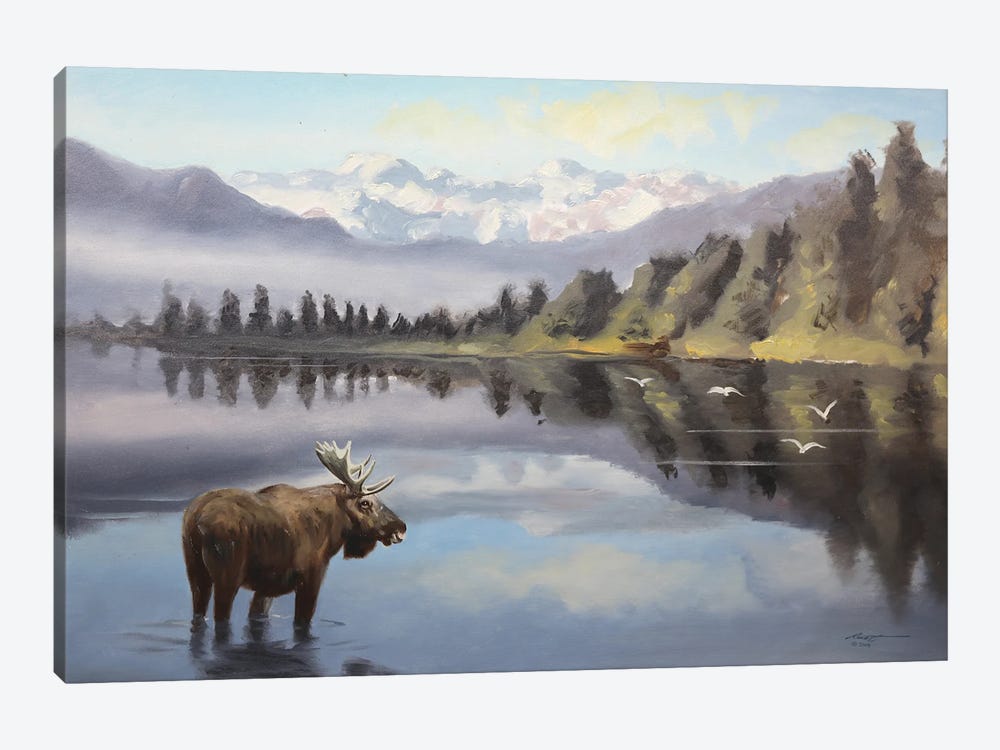 Moose IV by D. "Rusty" Rust 1-piece Canvas Wall Art