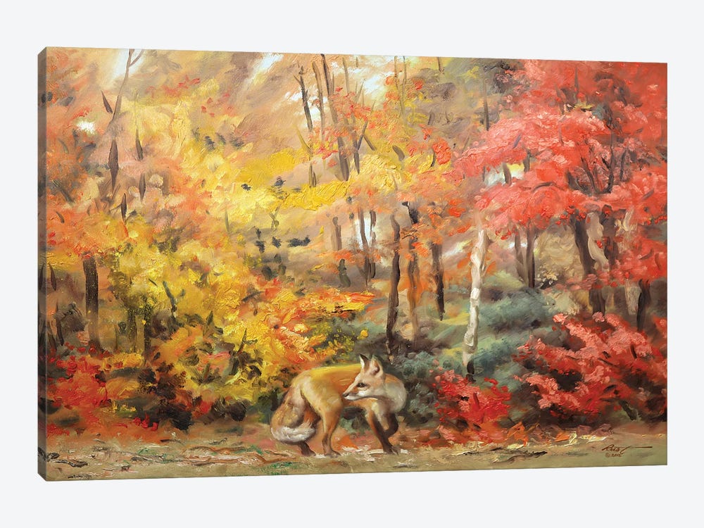 Red Fox In Autum Woods by D. "Rusty" Rust 1-piece Canvas Art Print