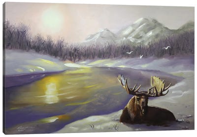 Moose V Canvas Art Print - Moose Art