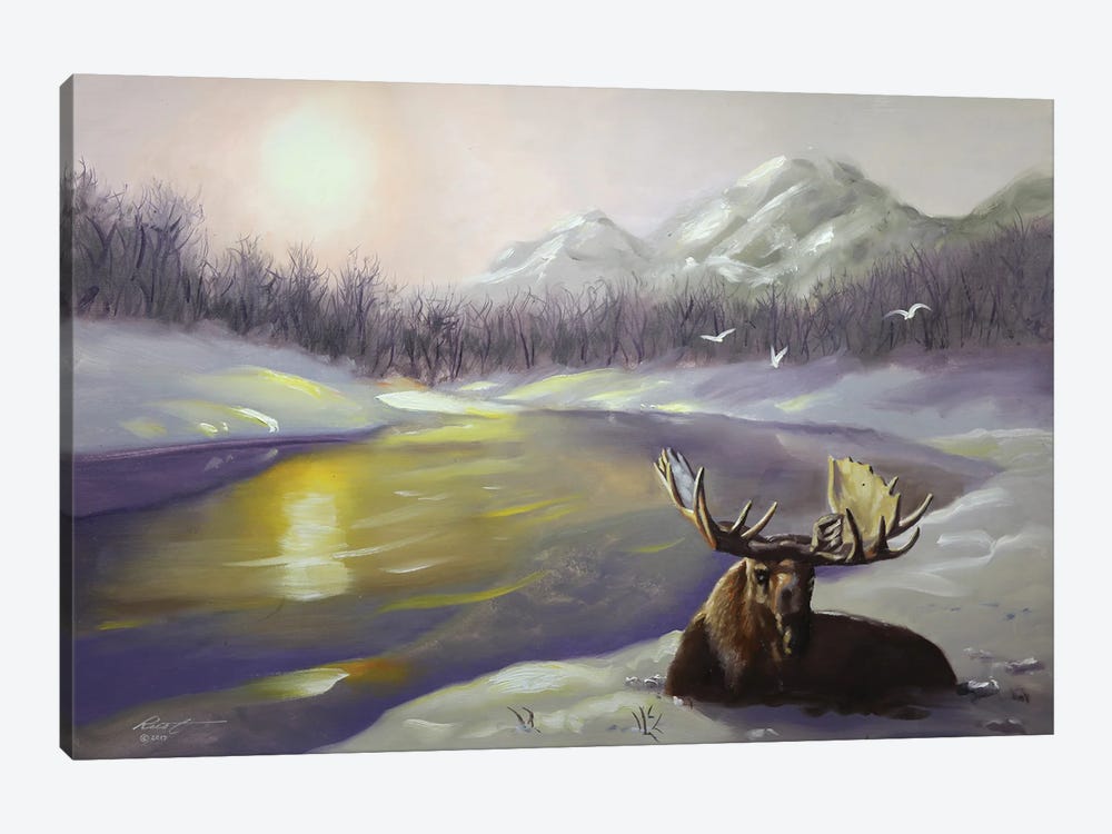Moose V by D. "Rusty" Rust 1-piece Canvas Artwork