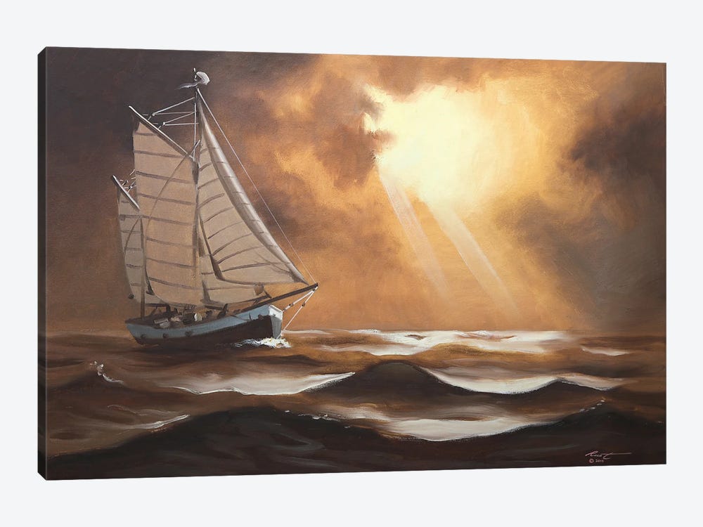 Sailboat III by D. "Rusty" Rust 1-piece Canvas Wall Art