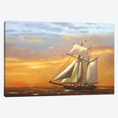 Sailboat V Canvas Print #RSR667} by D. "Rusty" Rust Canvas Wall Art