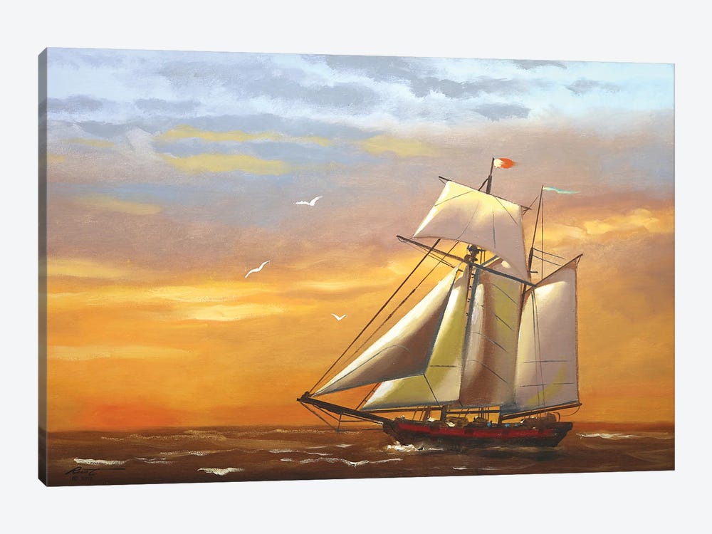Sailboat V by D. "Rusty" Rust 1-piece Canvas Wall Art