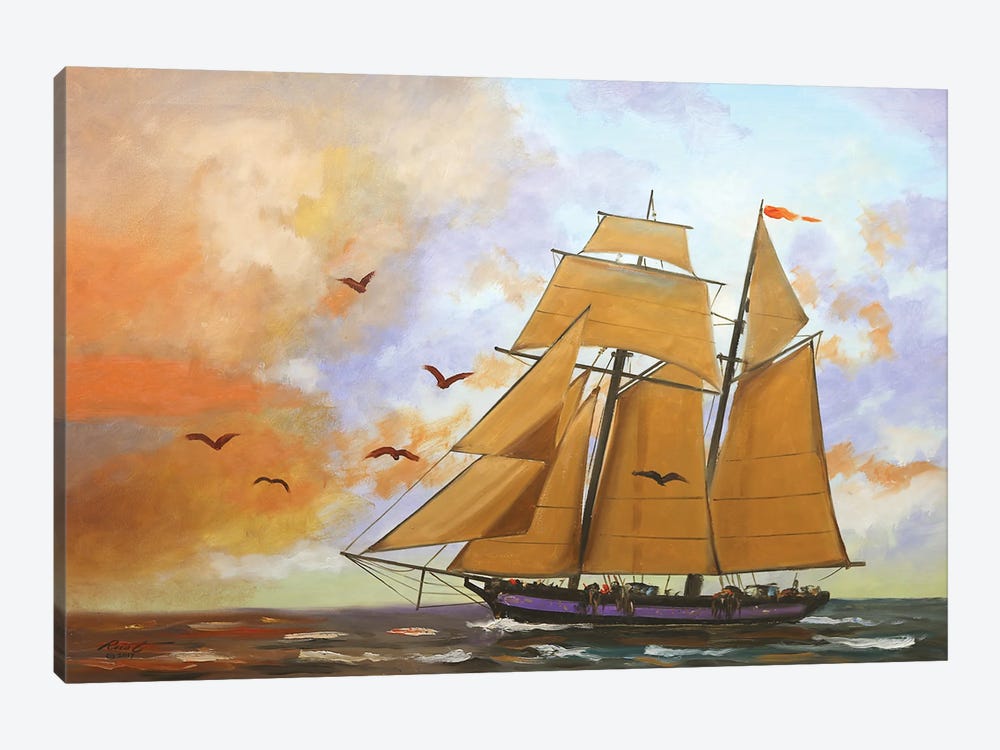 Sailboat VI by D. "Rusty" Rust 1-piece Canvas Print