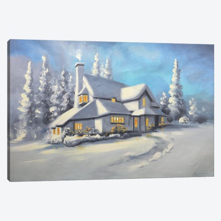 Snow-Covered House Canvas Print #RSR68} by D. "Rusty" Rust Canvas Wall Art