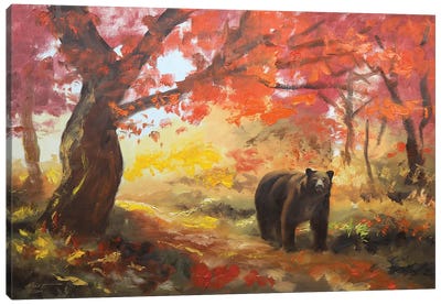 Black Bear Canvas Art Print - Brown Bear Art