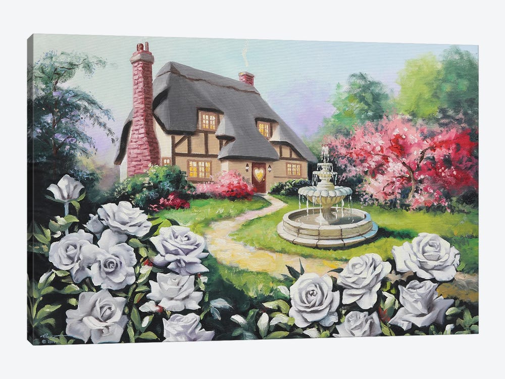 Rosebud Cottage by D. "Rusty" Rust 1-piece Canvas Print