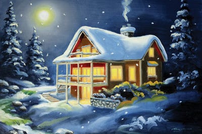 Cabin With Moonlight by D. "Rusty" Rust art print