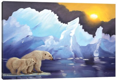 Polar Bears Canvas Art Print - Glacier & Iceberg Art
