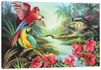 Macaw Hut Canvas Art Print - Cabins