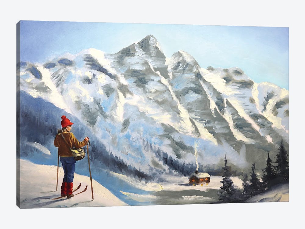 Ski Girl by D. "Rusty" Rust 1-piece Canvas Print