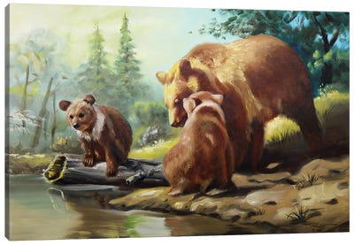 Brown Bears Canvas Art Print - Brown Bear Art