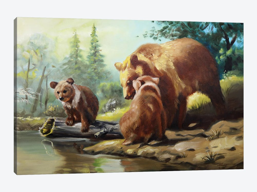 Brown Bears by D. "Rusty" Rust 1-piece Canvas Wall Art