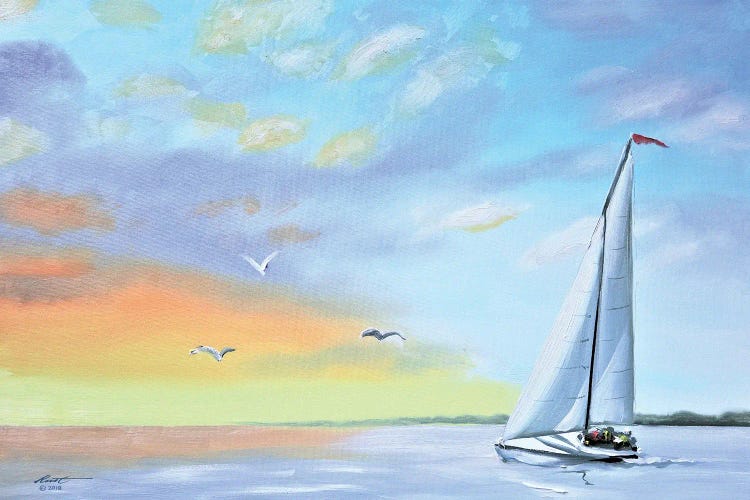 Sailboat At Sunset by D. "Rusty" Rust wall art