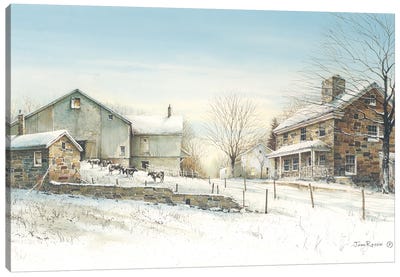 February Morning Canvas Art Print - Barns