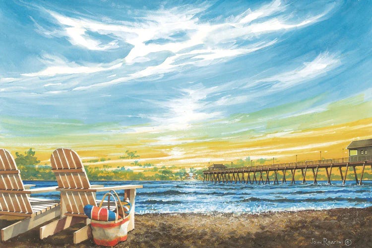 Sunset By The Pier by John Rossini wall art