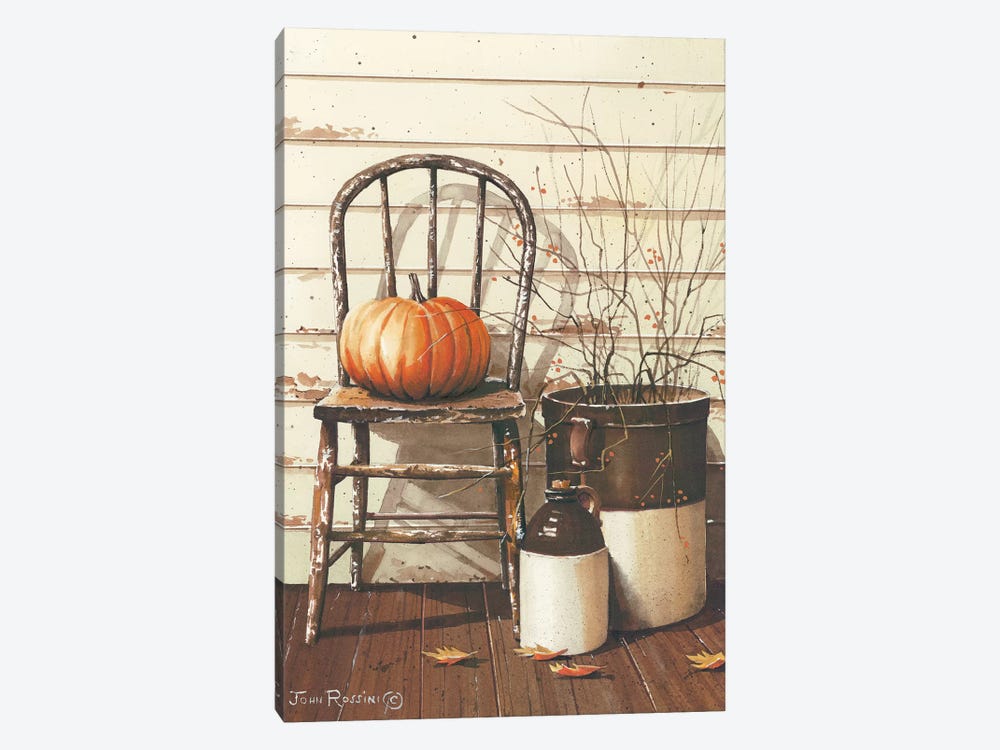 Pumpkin & Chair by John Rossini 1-piece Canvas Wall Art