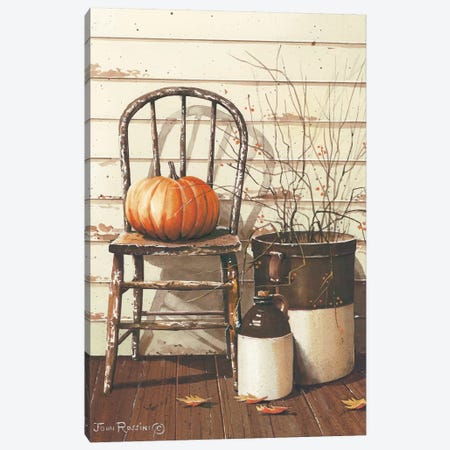 Pumpkin & Chair Canvas Print #RSS9} by John Rossini Canvas Artwork