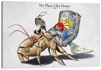 No Place Like Home Canvas Art Print - Crab Art