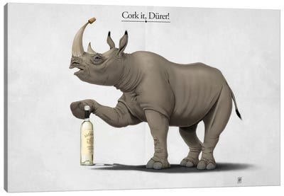 Cork It, Dürer! I Canvas Art Print - Rhinoceros Art