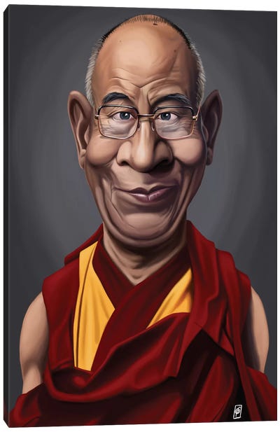 Dalai Lama Canvas Art Print - Satirical Humor Art