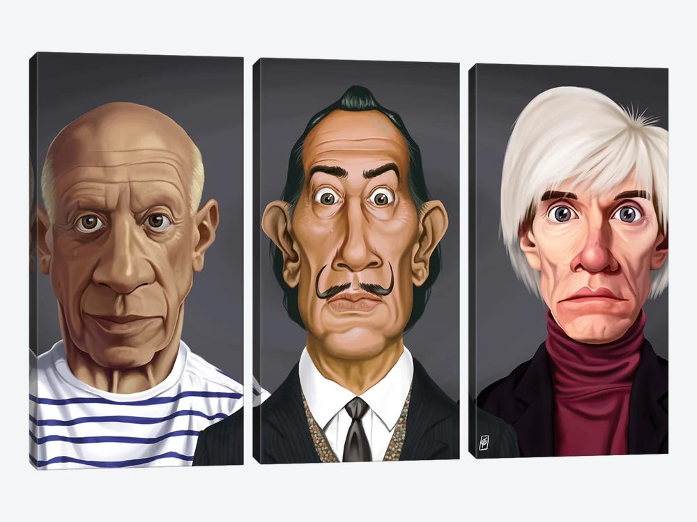 Great Artists (Dali, Picasso, Warhol) by Rob Snow 3-piece Canvas Wall Art