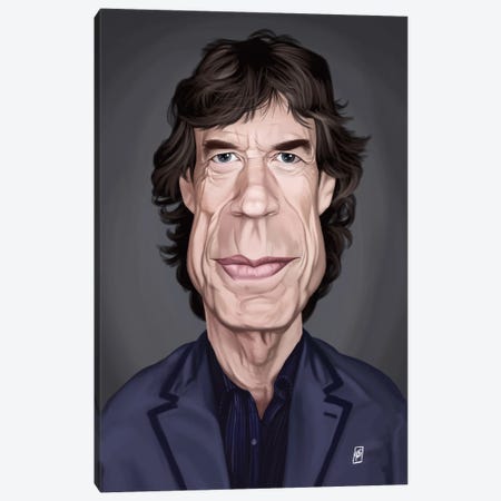 Mick Jagger Canvas Print #RSW155} by Rob Snow Canvas Wall Art