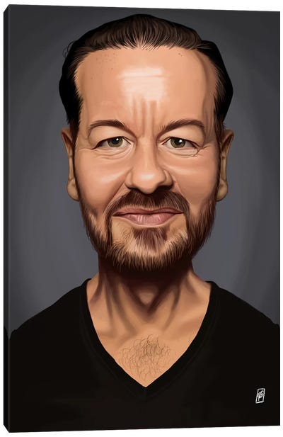 Ricky Gervais Canvas Art Print - Caricature Art