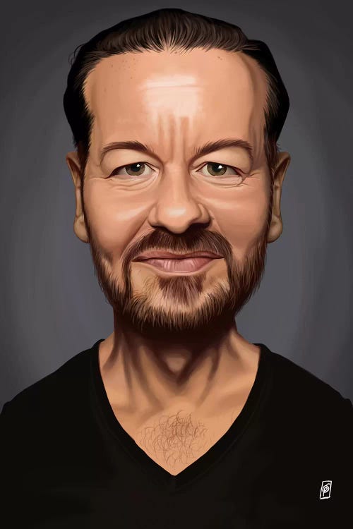 Ricky Gervais by Rob Snow wall art