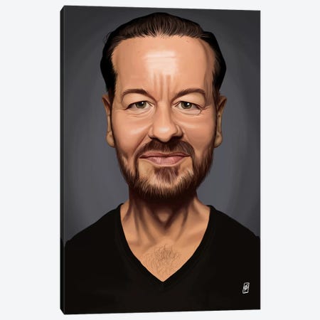 Ricky Gervais Canvas Print #RSW163} by Rob Snow Canvas Wall Art