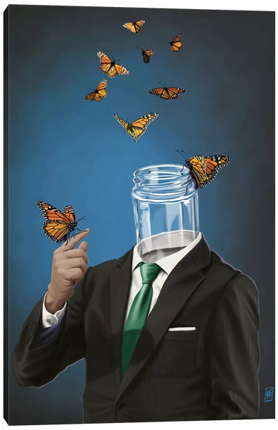 Jar Canvas Art Print - Monarch Metamorphosis