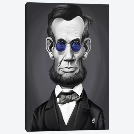 Abraham Lincoln (Steampunk Glasses) Canvas Print #RSW186} by Rob Snow Art Print