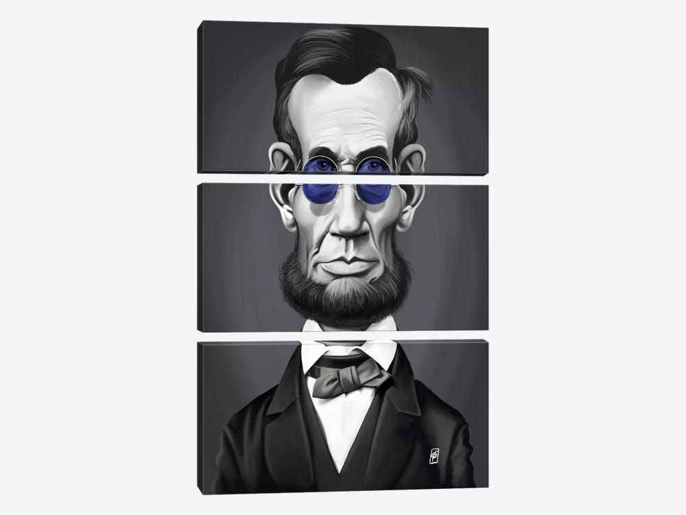 Abraham Lincoln (Steampunk Glasses) 3-piece Canvas Wall Art