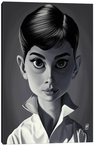 Audrey Hepburn Canvas Art Print - Caricature Art