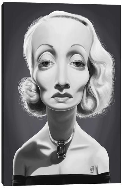 Marlene Dietrich Canvas Art Print - Caricature Art