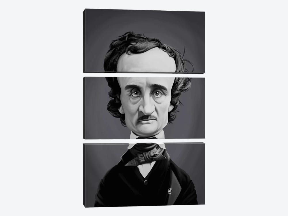 Edgar Allan Poe  by Rob Snow 3-piece Canvas Art Print