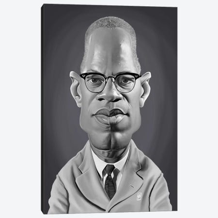 Malcolm X Canvas Print #RSW276} by Rob Snow Canvas Art Print
