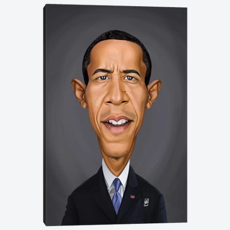 Barack Obama Canvas Print #RSW342} by Rob Snow Canvas Artwork