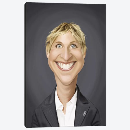 Ellen DeGeneres Canvas Print #RSW347} by Rob Snow Canvas Art Print