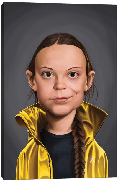Greta Thunberg Canvas Art Print - Caricature Art