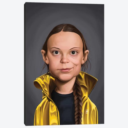 Greta Thunberg Canvas Print #RSW350} by Rob Snow Canvas Art Print