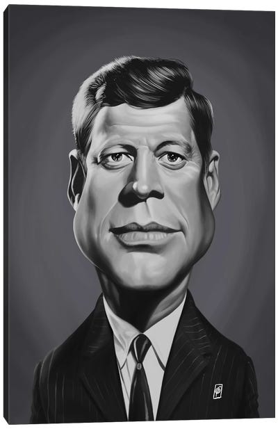 John F Kennedy Canvas Art Print - Caricature Art