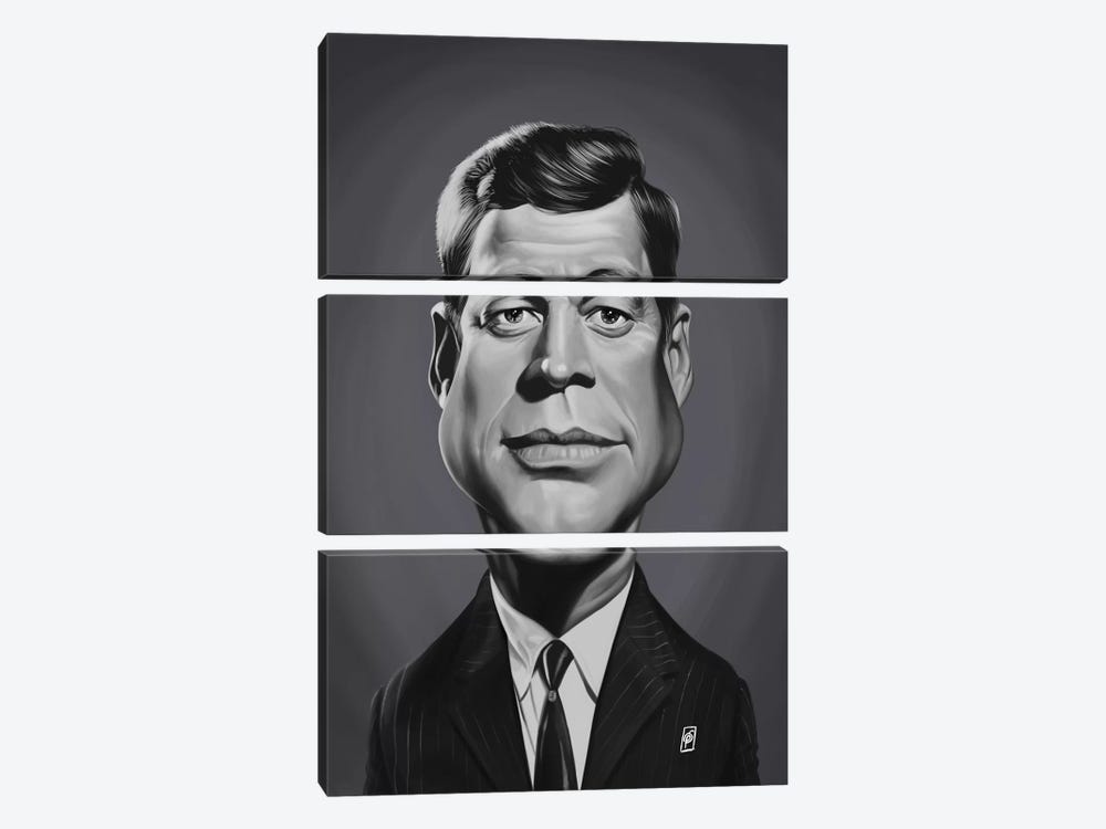 John F Kennedy 3-piece Canvas Wall Art