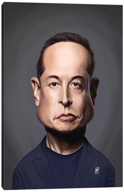 Elon Musk Canvas Art Print - Caricature Art